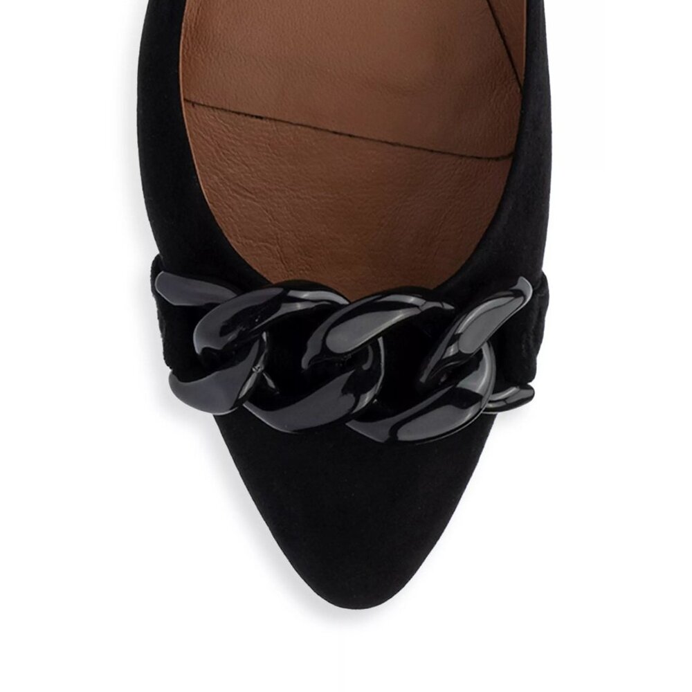 🆕 AQUATALIA Palina Pointed Toe Chain Loafer Flat Shoes 8 Black - Picture 4 of 12
